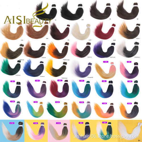 Aisi Beauty Manufacturer Vendor Ombre Color Yaki Straight Jumbo Easy Fiber For Black Women Pre Stretched Synthetic Braiding Hair
